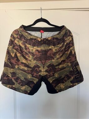 Men's Camo Athletic Shorts - Olive Green